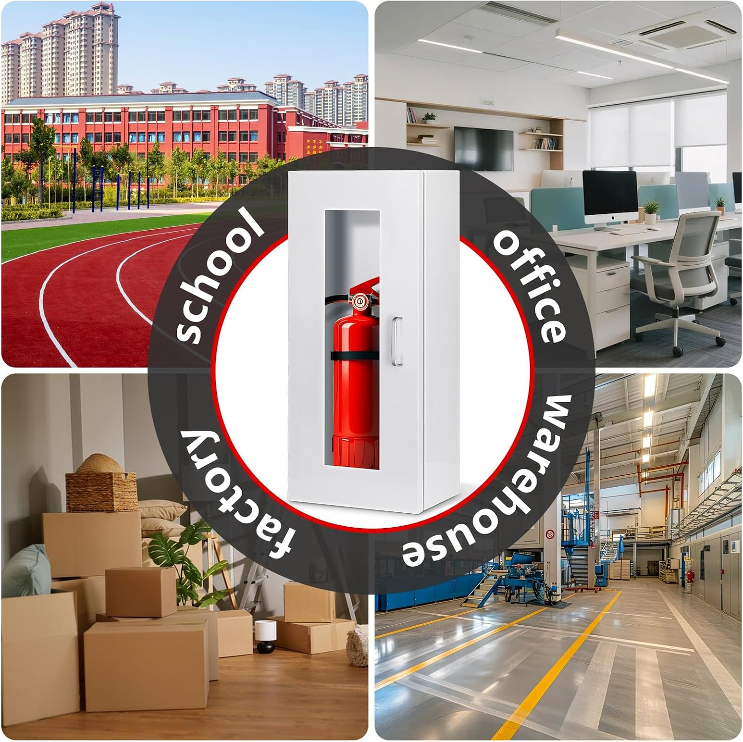 Fire Extinguisher Cabinet Wall with Magnetic Door & Handle for 5-12 Pounds Extin