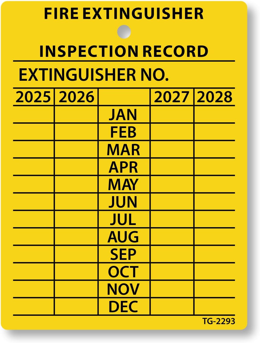 Smartsign 4-Year Yellow Fire Extinguisher Tags Monthly Inspection (10-Pack)