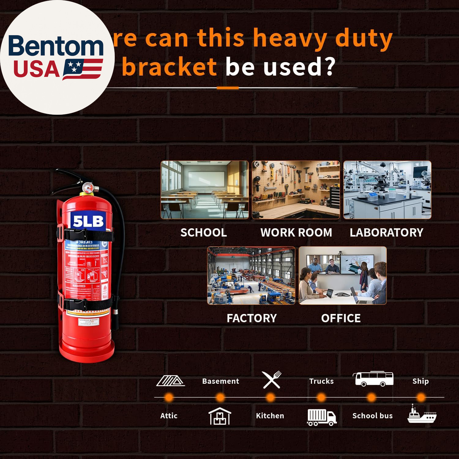 Fire Extinguisher Wall Mount Bracket, Heavy Duty Quick Release Metal Holder for