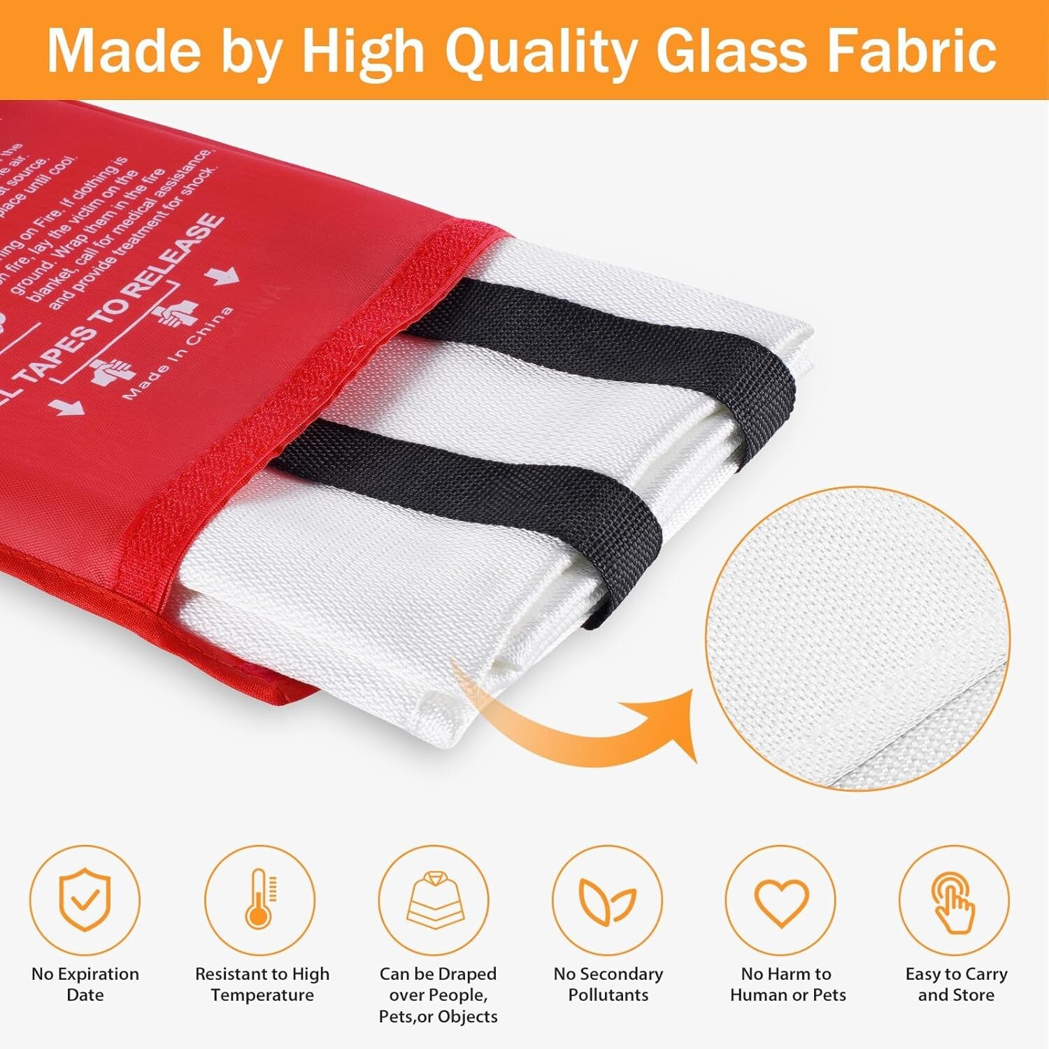 Lightweight Fire Suppression Blanket – 4 Pack, 39″ x 39″ Waterproof Fiberglass