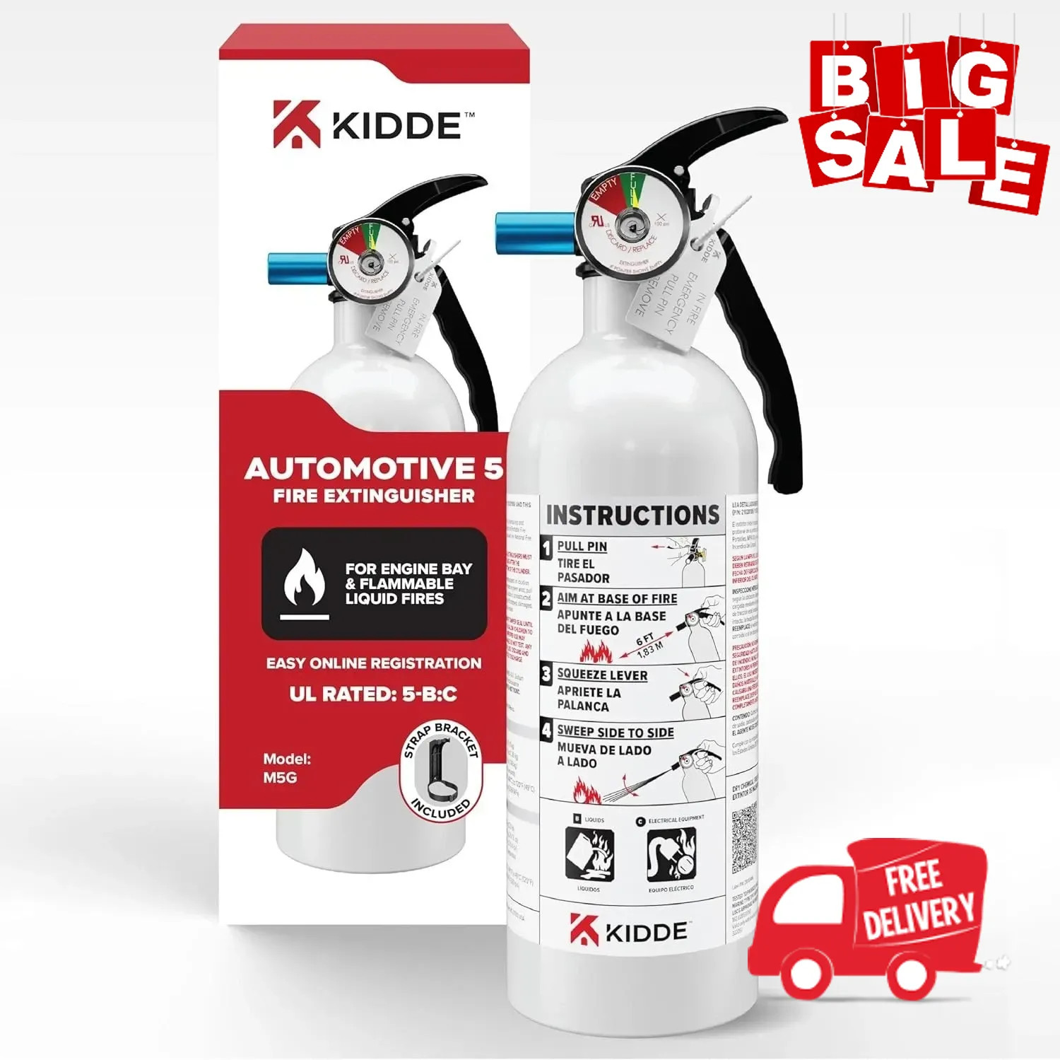 Fire Extinguisher for Vehicles Cars Trucks Single-Use 5BC ‎3.2 pounds
