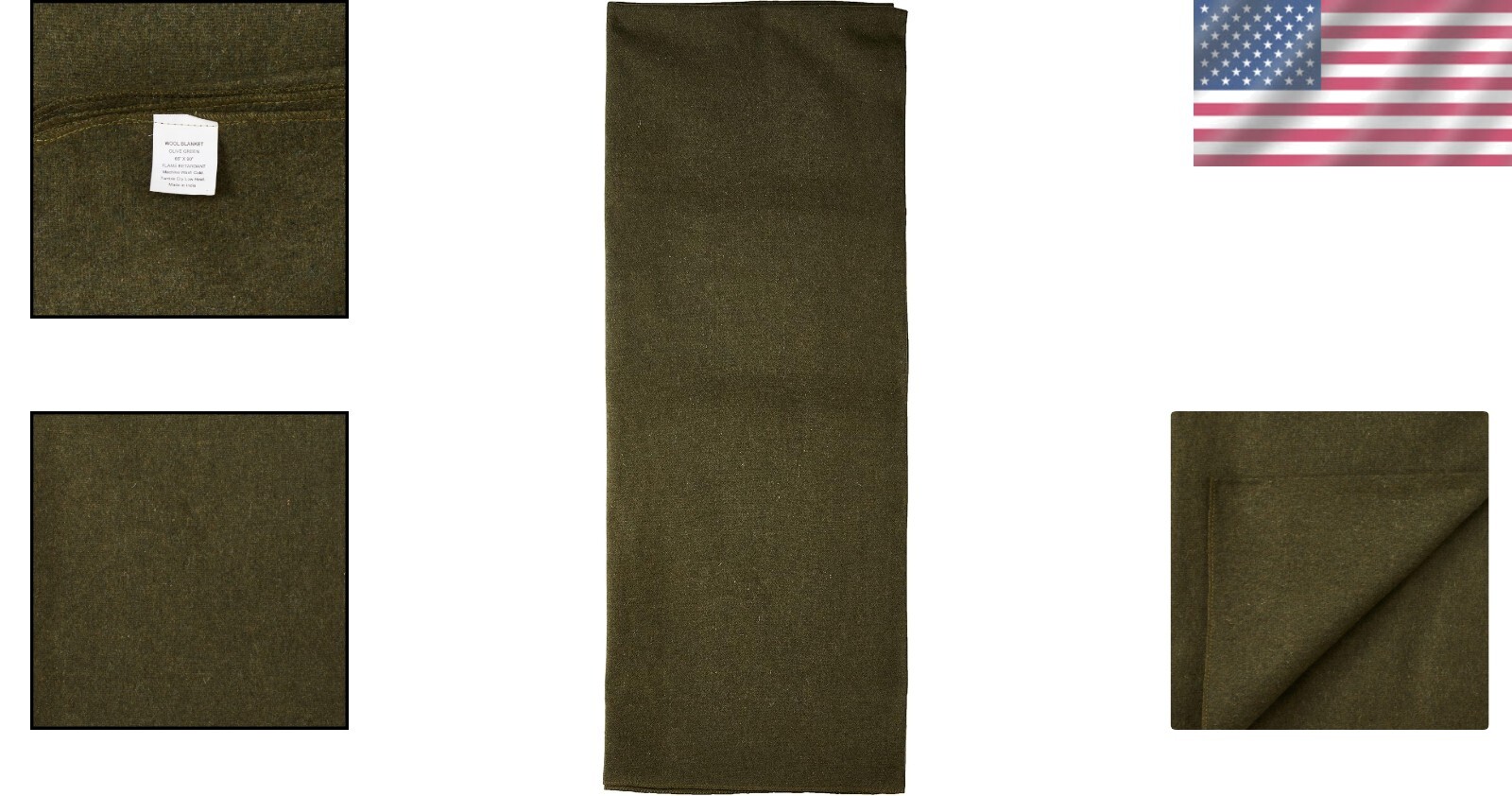 Heavyweight Olive Drab Wool Blanket – 80% Wool Fire Retardant, 66″ X 90″ Size