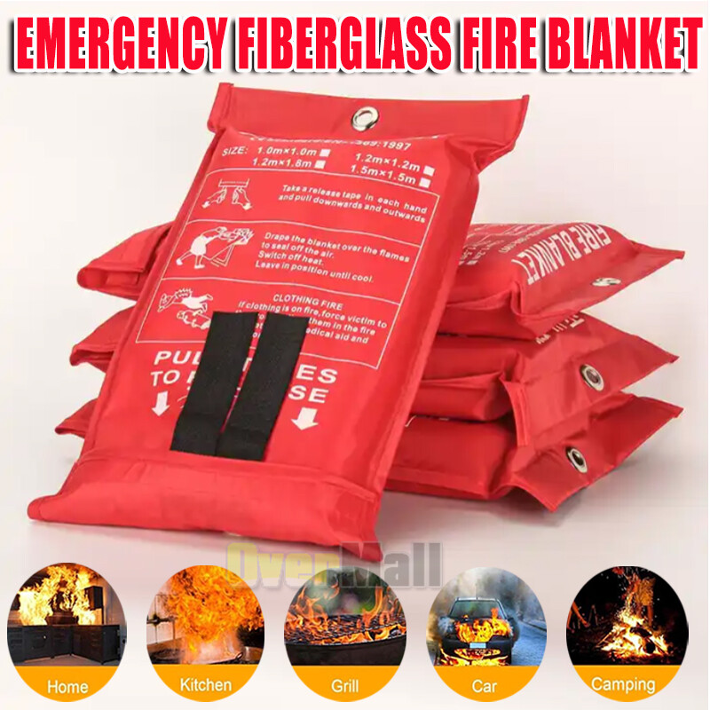 1-4Pcs FIRE BLANKET Fiberglass Emergency Home Retardant Prepared 59″x59″ 47″x47″
