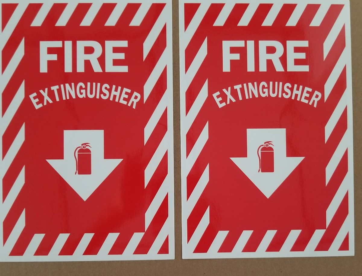 2 pcs 8×10 vinyl fire extinguisher sticker PEEL & STICK