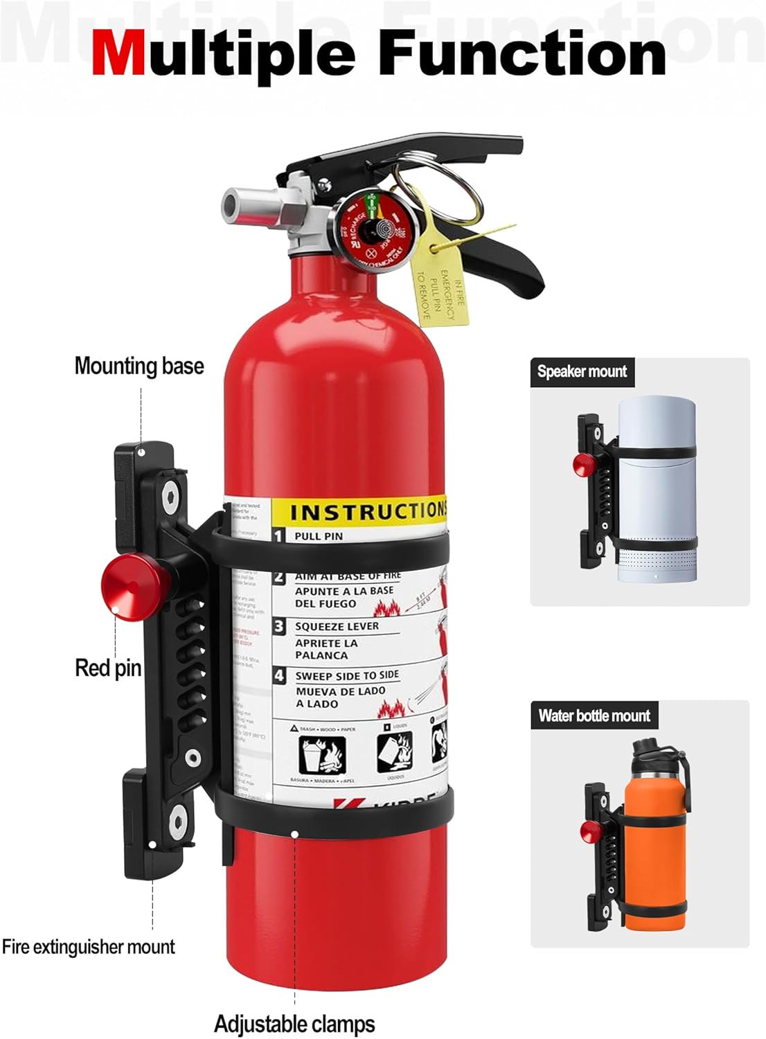 MOLLE Panel Fire Extinguisher Mount Kit Fits 1″-2″ Rigid Holes Quick Release Car
