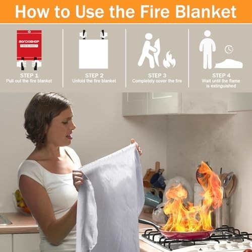 Fire Blanket Emergency 2 Pack 60″x60″ Home Kitchen Camping Car Office Safety