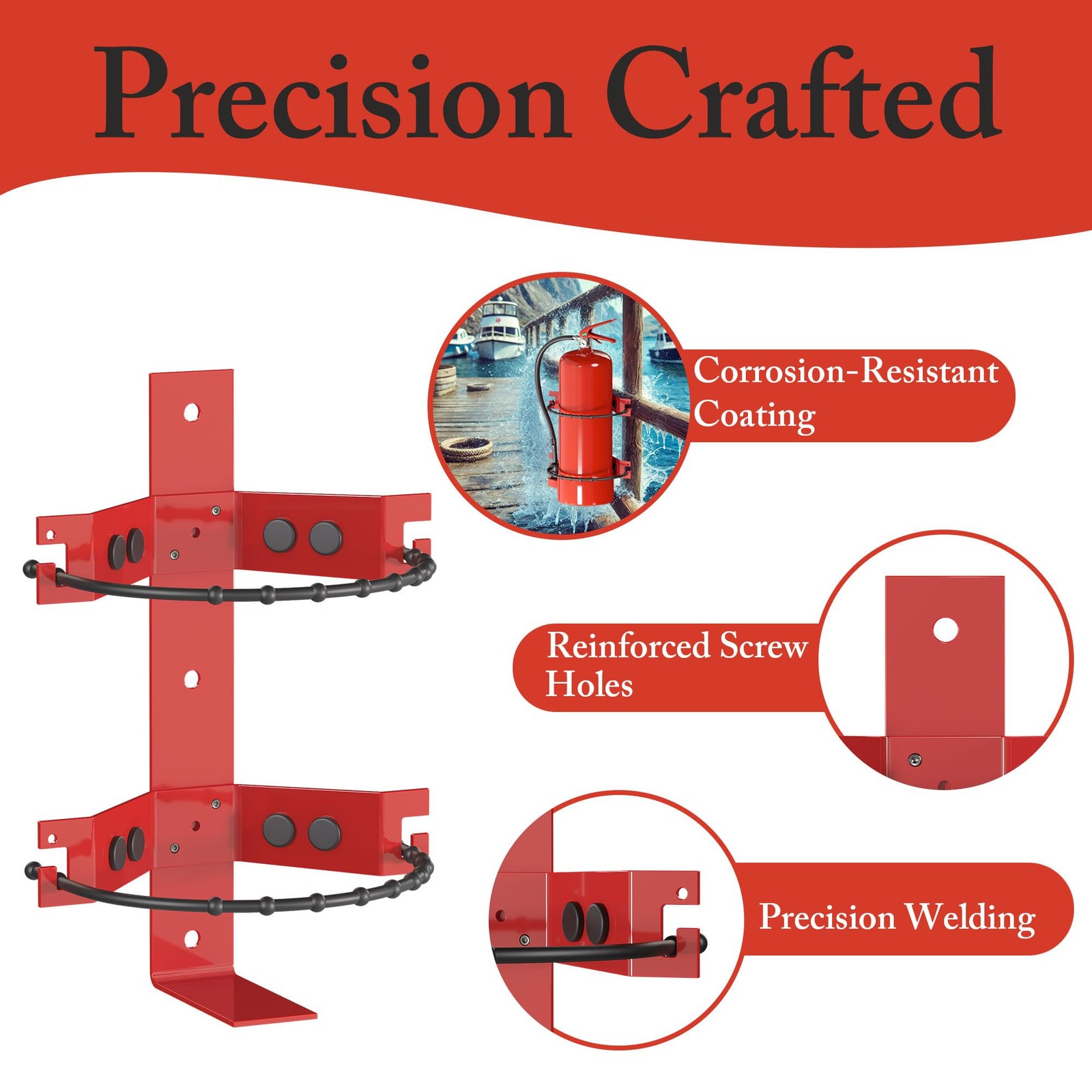 Premium Fire Extinguisher Mount Bracket Fits 2.5/5lb Heavy Duty Home Truck