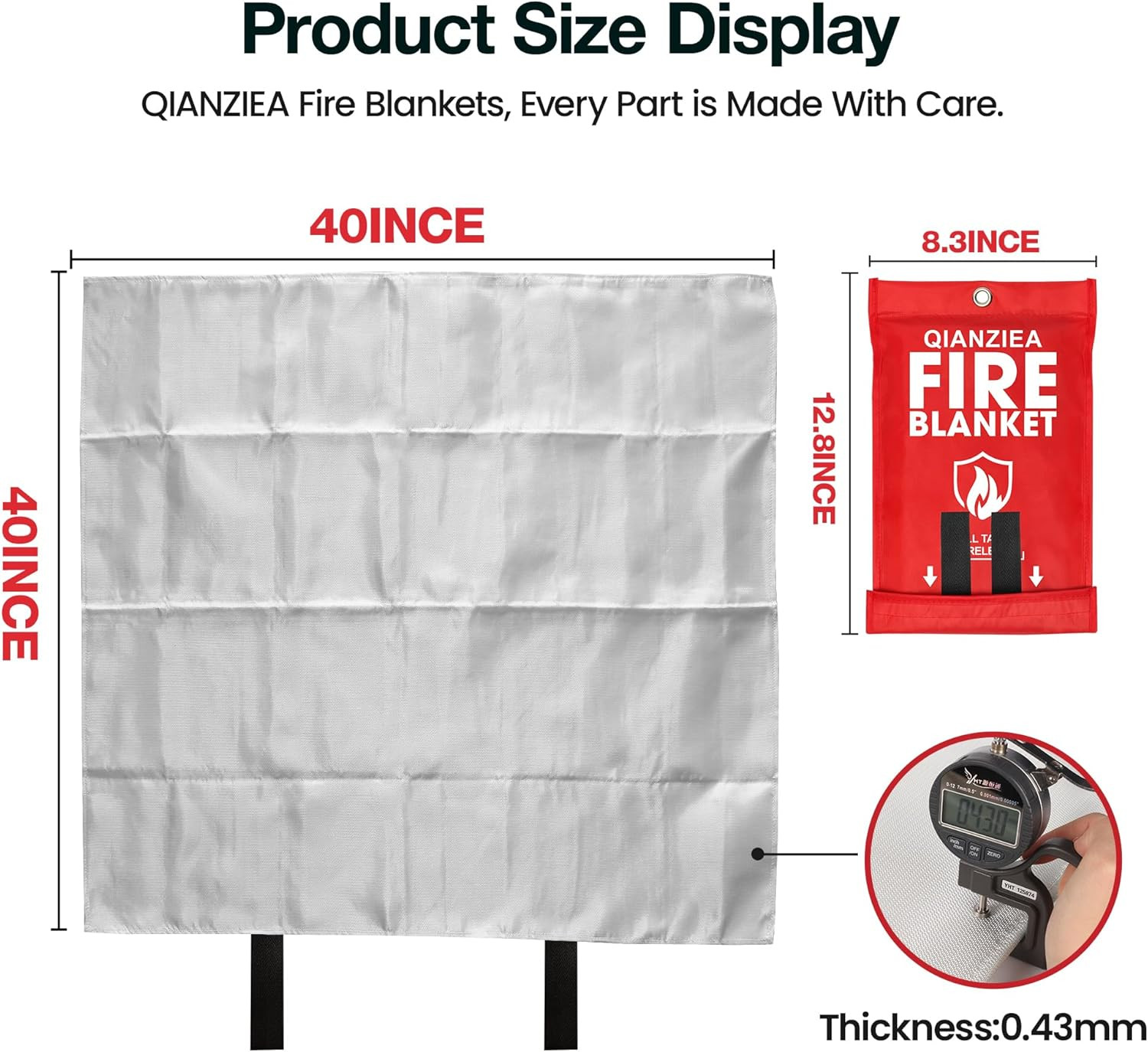 4 Pack Fire Blanket 40” X 40” – Emergency Fire Blanket for Kitchen & Home, Fiber