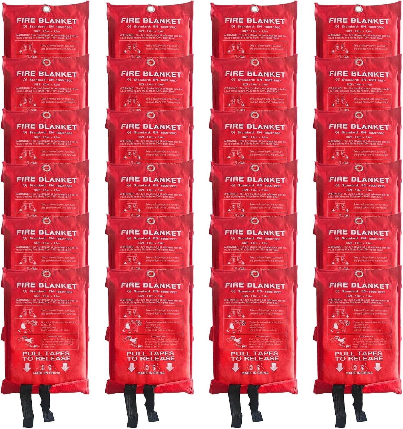 24 Pack Fire Blanket 1100℉ Heat Resistant Emergency Fire Suppression Blanket