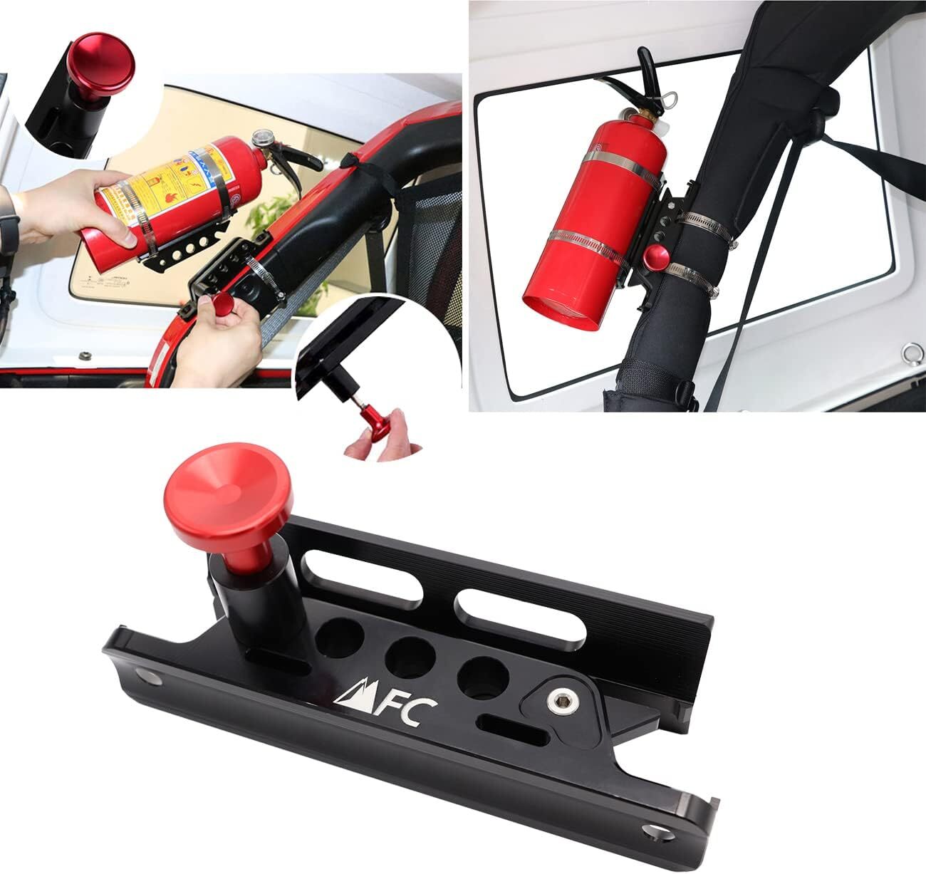 Jeep Fire Extinguisher Mount Bracket With Adjustable Clamps For Off-road Vehi…