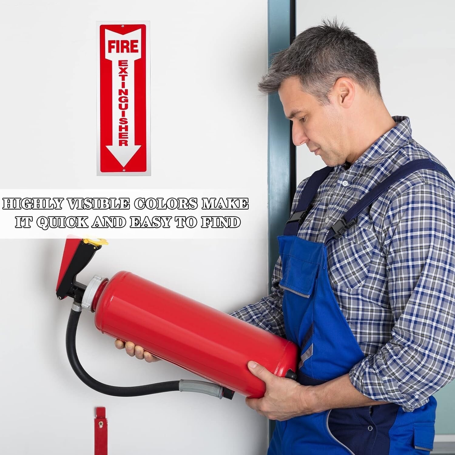 ✅🔥🧯5,Lot-4″ X 12″ Aluminum Fire Extinguisher Sign Fade Resistant, Rust Free🧯