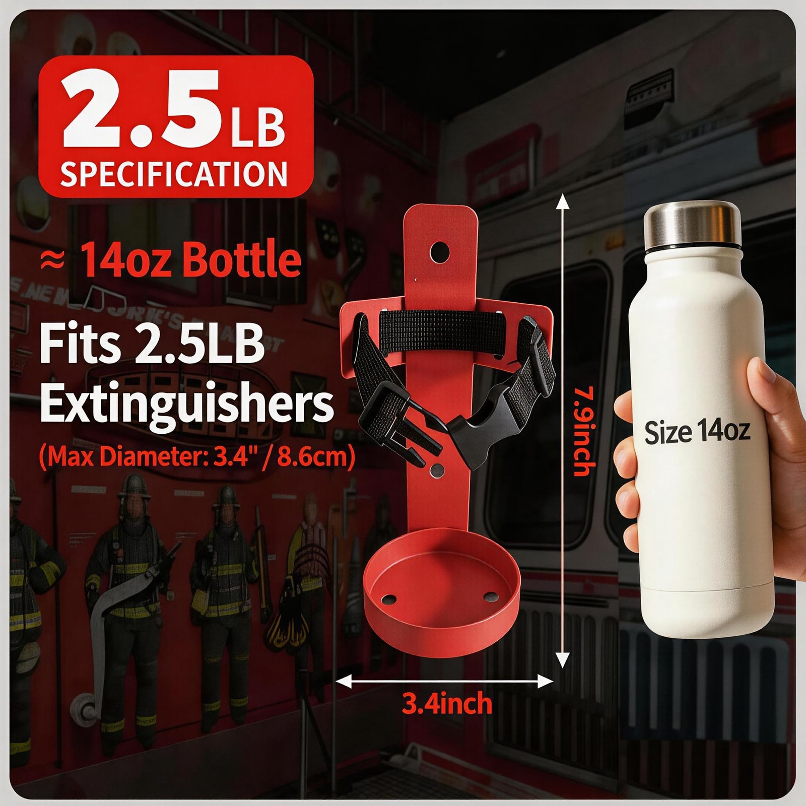 2 PCS Heavy Duty Metal Wall Mount Bracket Mini Holder For 2.5LB Extinguisher