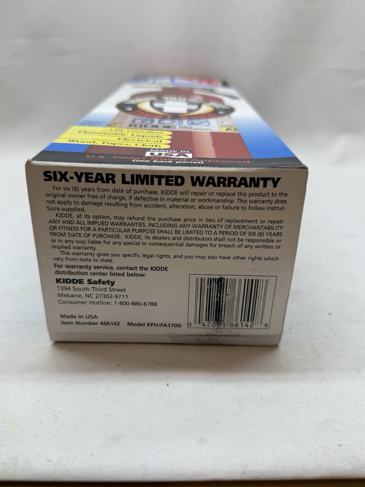 Kidde Fire Extinguisher FULL HOME 1-A:10-B:C 466142 Model KFH/FA110G