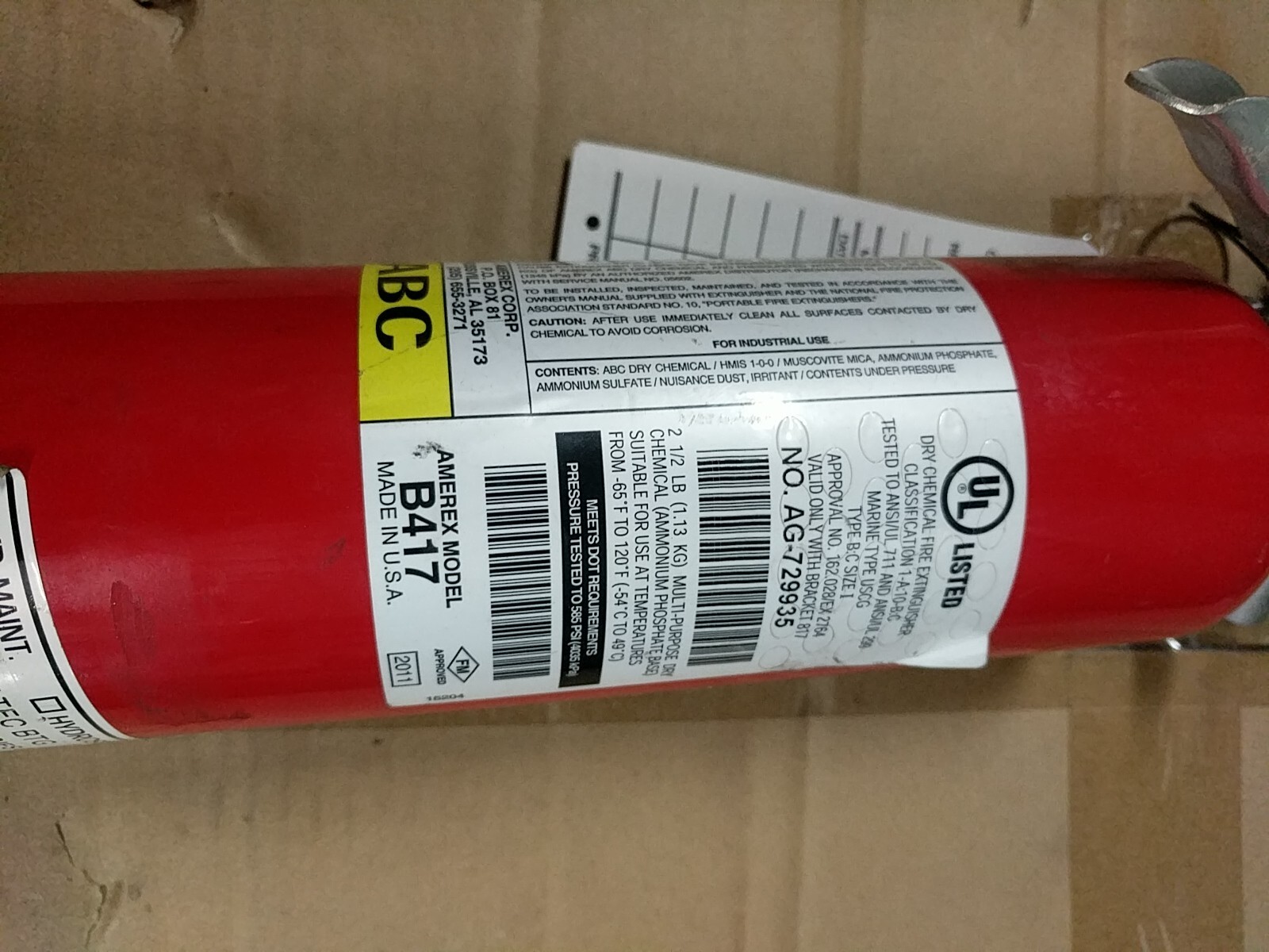 Amerex B417, 2.5lb ABC Dry Chemical Class A B C Fire Extinguisher