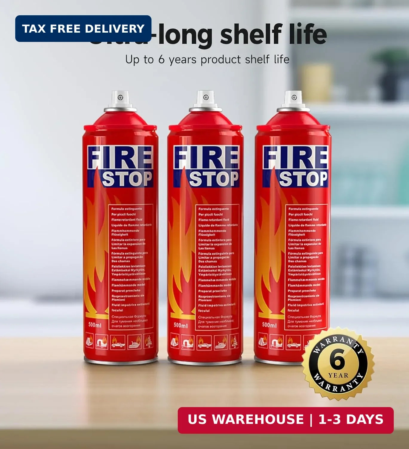AmzBoom 3-Pack Fire Extinguisher for Home, Kitchen, Car, Boat – ABCK Class Extin