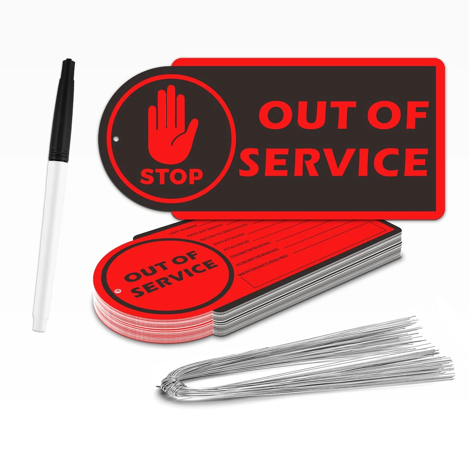 Plastic Out of Service Tags (60 Pack) – Red, Waterproof, Reusable Maintenance…