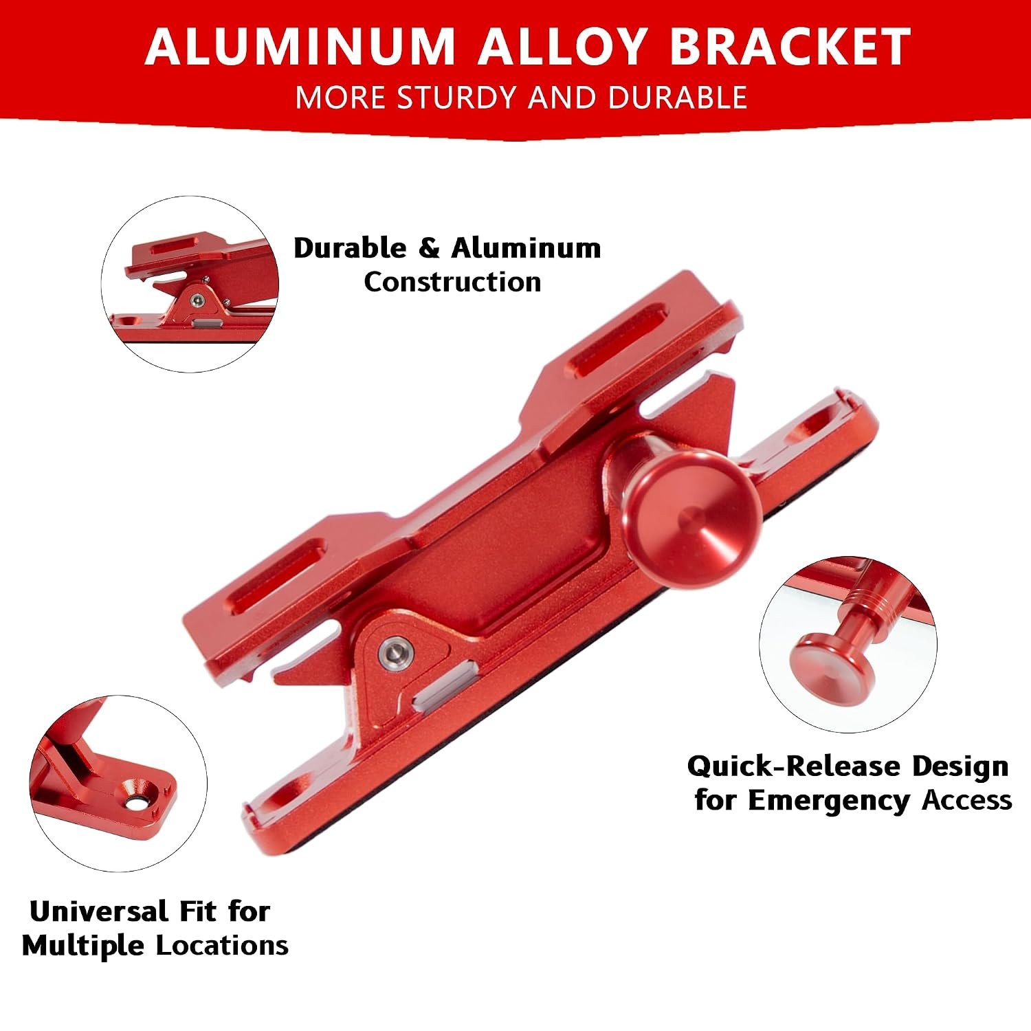 Aluminum Quick Release Fire Extinguisher Mount Red Fits 1-10LB Extinguishers