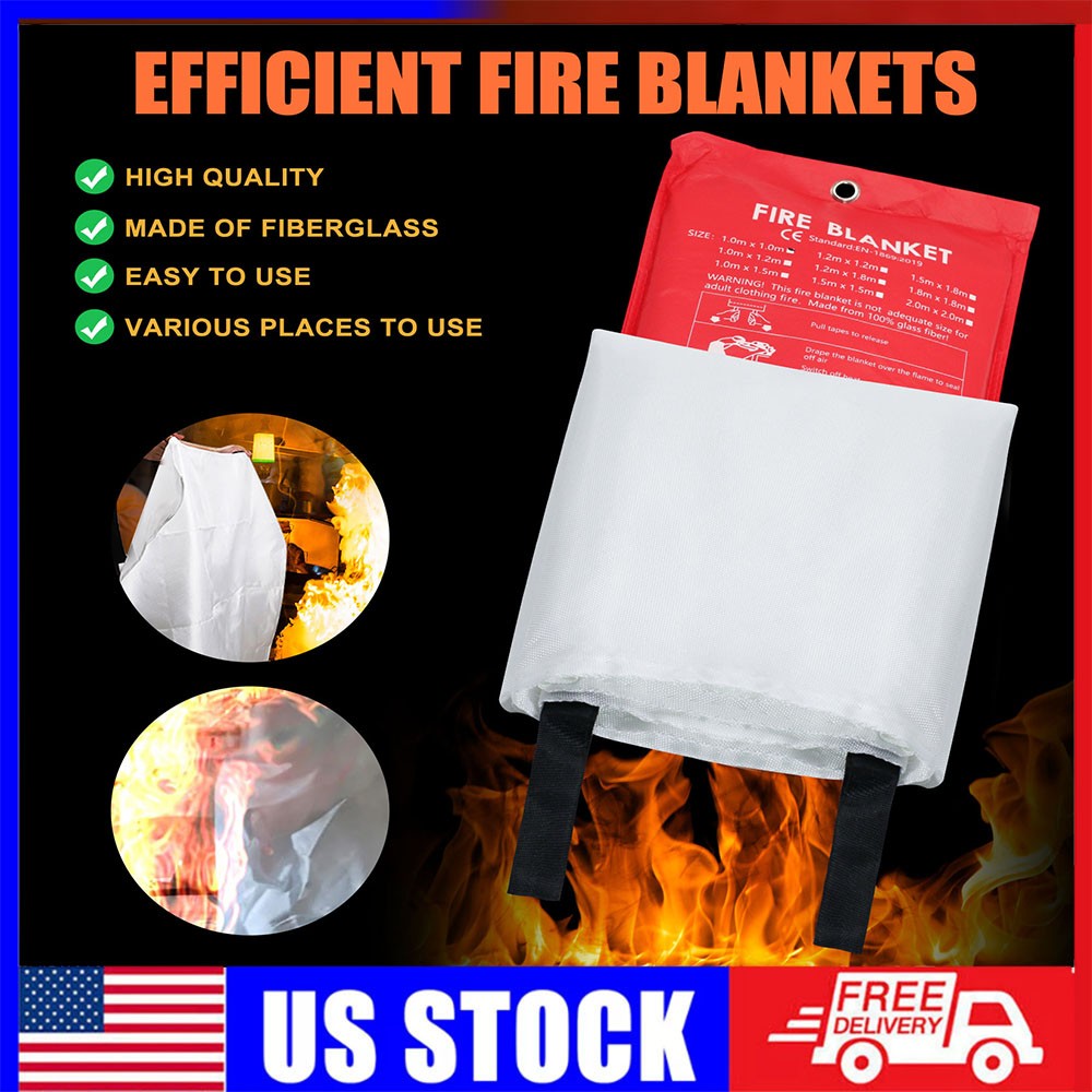 FIRE BLANKET 39”x39” Large Retardant Fiberglass Blanket Prepared Emergency US