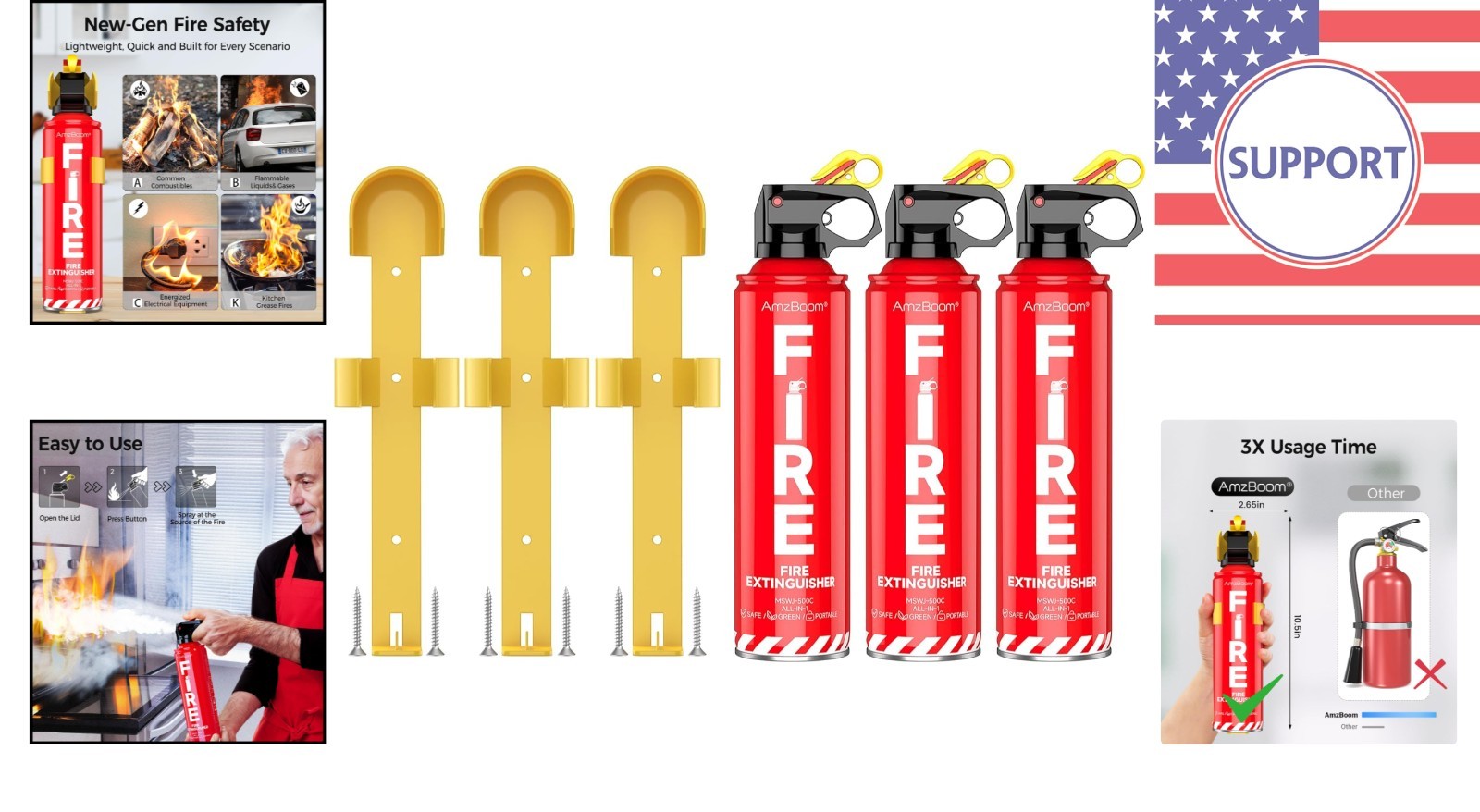 Compact 3 Pack Fire Extinguishers for Home, Car & Boat – Eco-Friendly Safety
