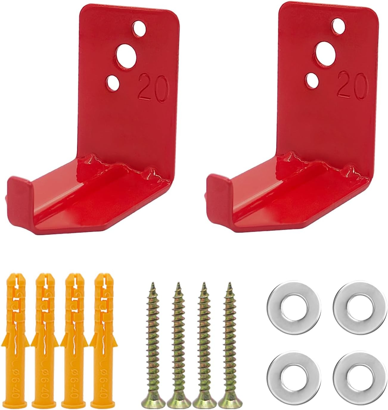 2pc Fire Extinguisher Mount Bracket Universal Wall Holder Hanger 5lb to 40lb Red