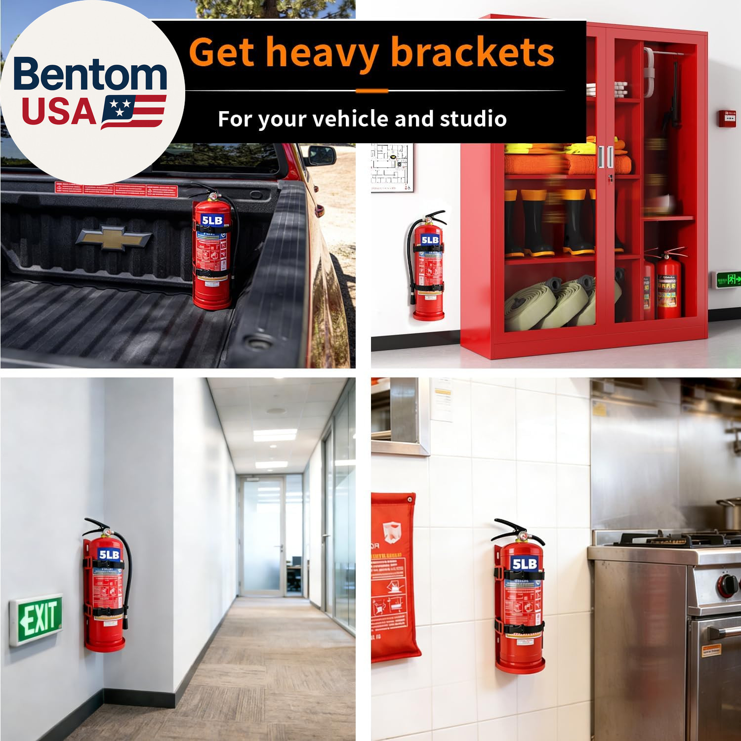 Fire Extinguisher Wall Mount Bracket, Heavy Duty Quick Release Metal Holder for