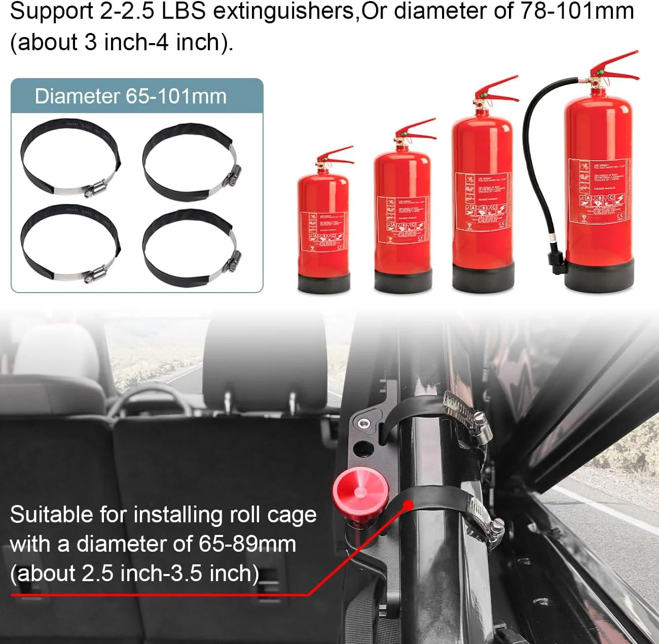 Aluminum Quick Release Roll Bar Fire Extinguisher Mount Holder Compatible with f