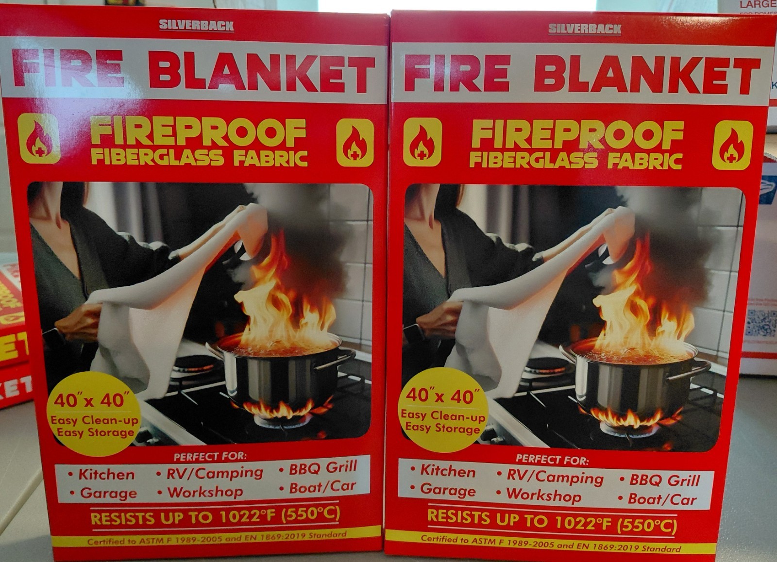 Silverback Fireproof Fiberglass 550 Degrees Fire Blanket 40″ X 40″ 2PACK **NEW**