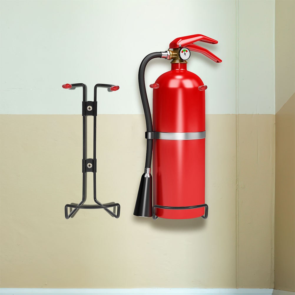 2Pcs Black Steel Fire Extinguisher Mount Brackets Reusable Wall Holder for Home