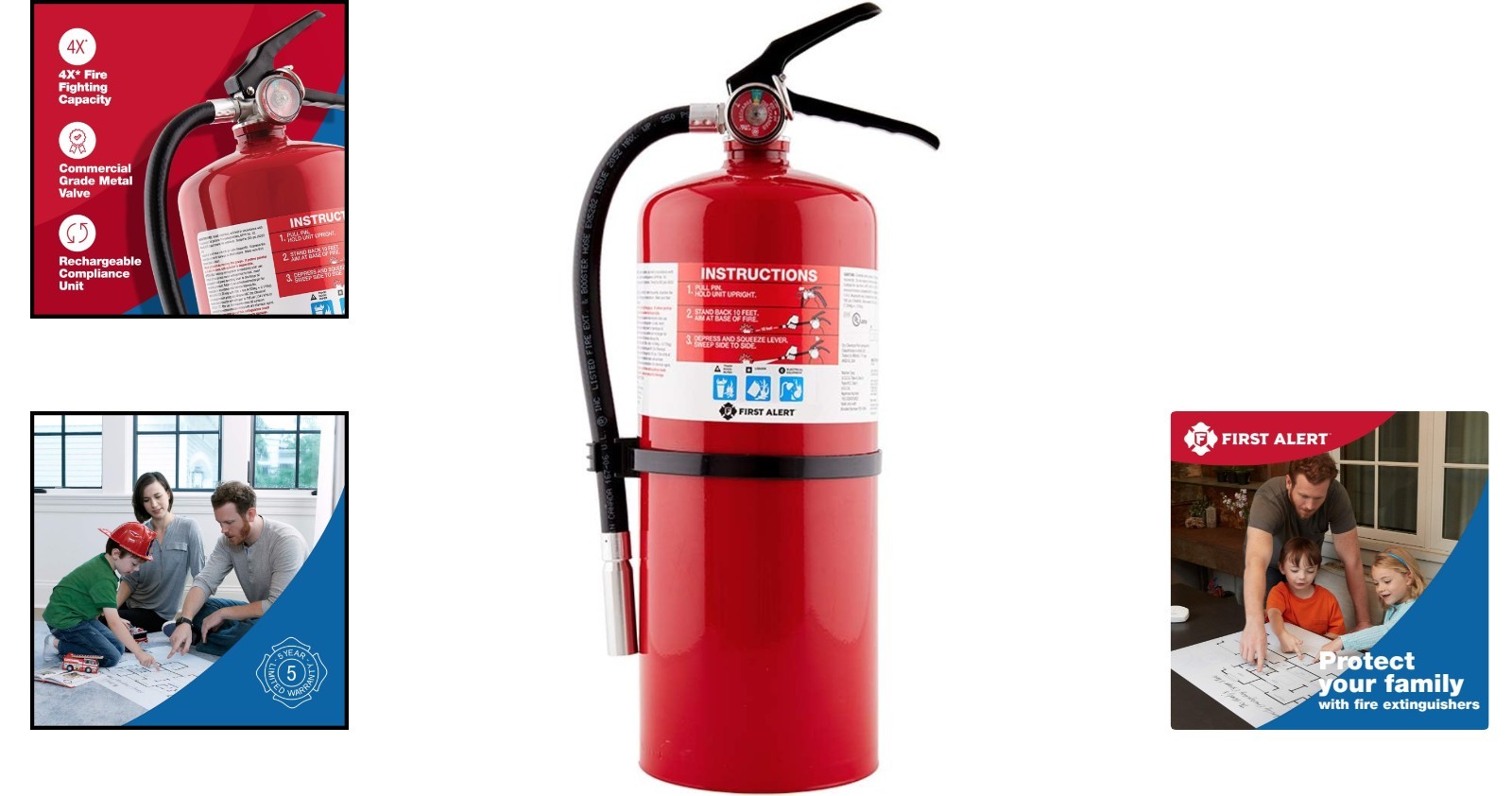 Commercial Fire Extinguisher 1-Pack – Rechargeable 4-A:60-B:C, All-Metal