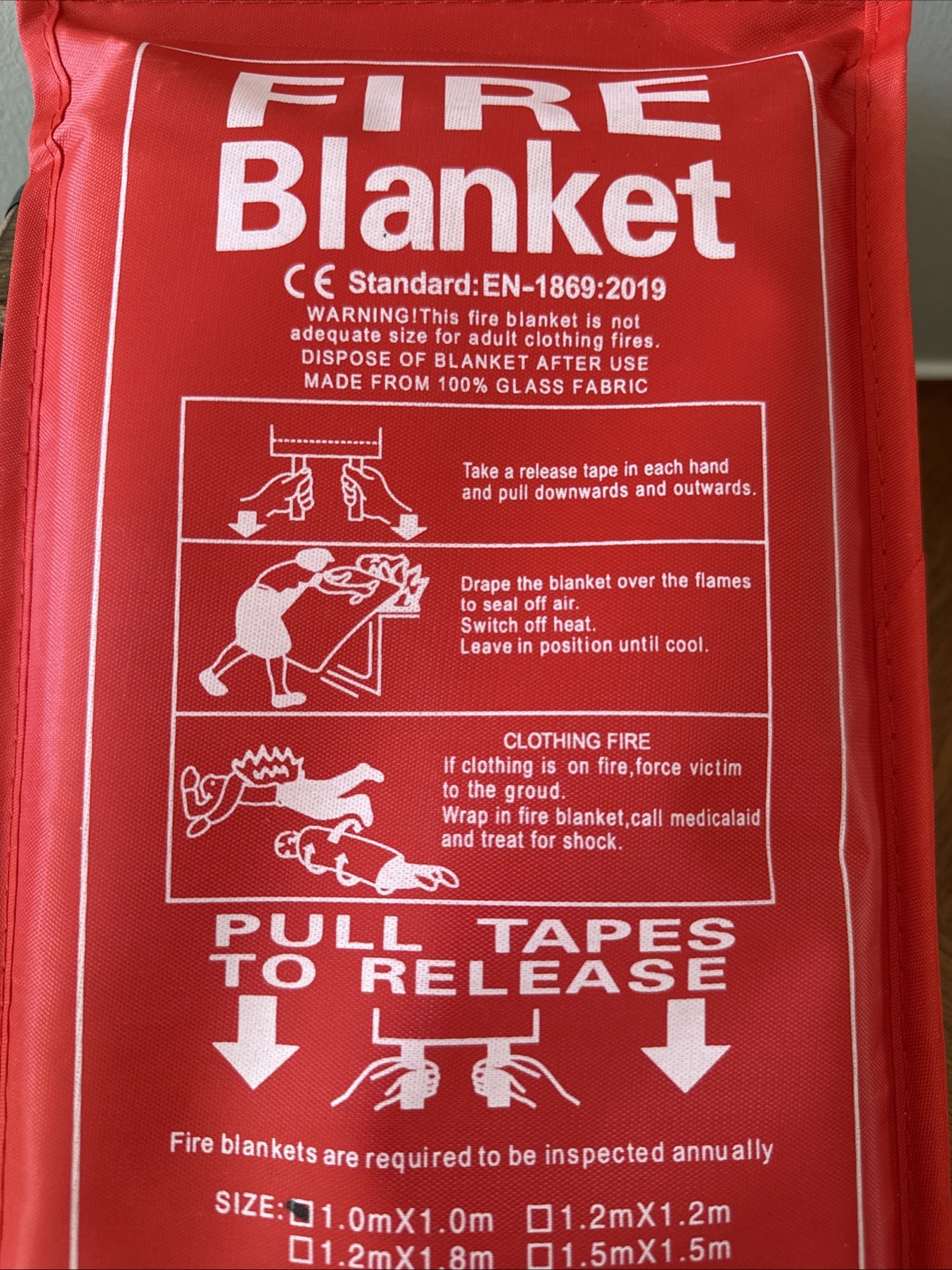 Fire Blanket – 1 meter x 1 meter – Emergency – Fire Safety – Home Protection