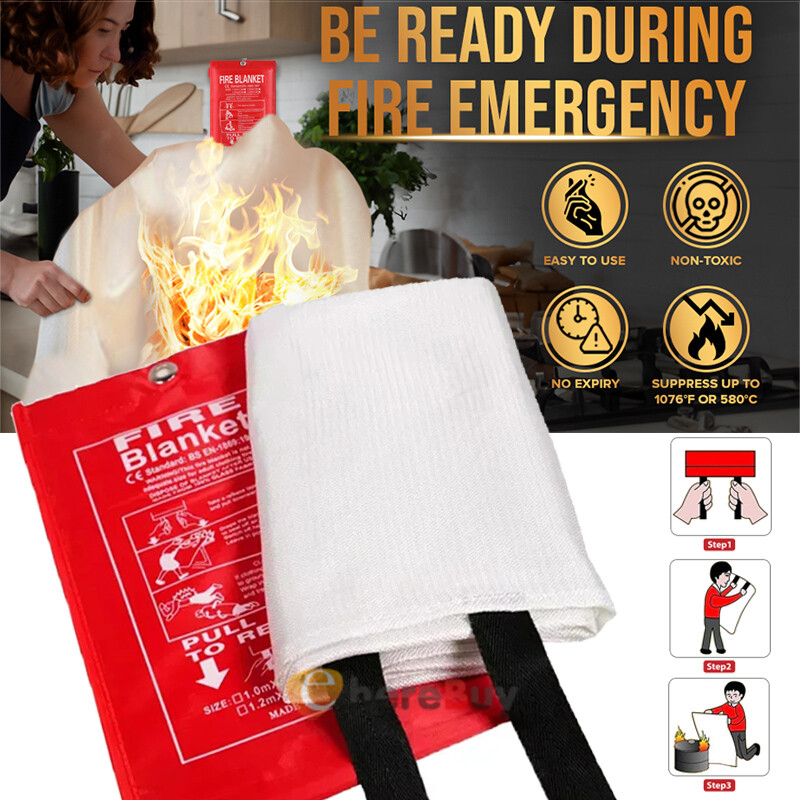 1~4PK FIRE BLANKET Fiberglass Emergency Home Retardant Prepared 59”x59” 47X47″
