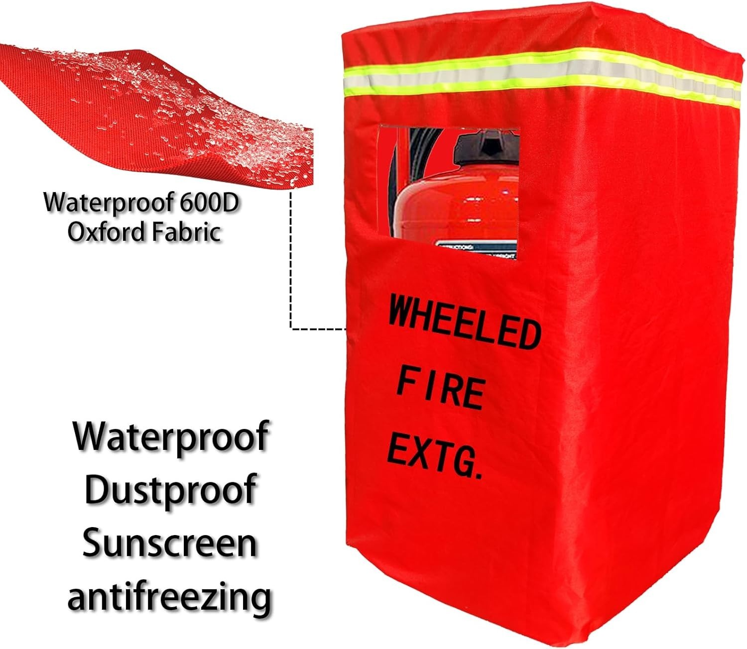 Wheeled Fire Extinguisher Cover HD Cart Protective Cover w/Window 300-350lbs