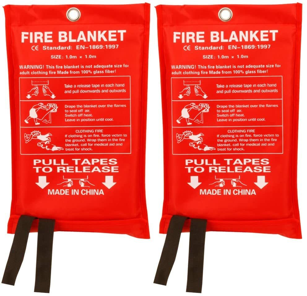 2 Pack Emergency Fire Blanket Survival Safety Fiberglass White Easy Use