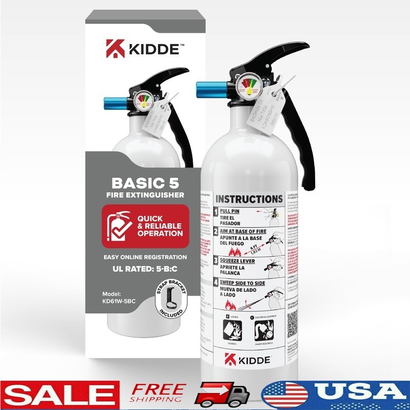 Home Fire Extinguisher 5BC Class B C Metal Construct Easy Mount UL Listed New