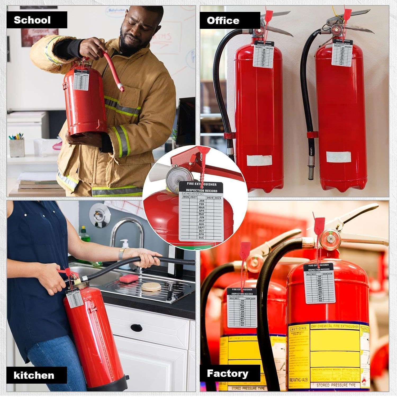 100 Set Fire Extinguisher Tag Bulk 2026-2029 Monthly Aluminum Metal Fire Extingu