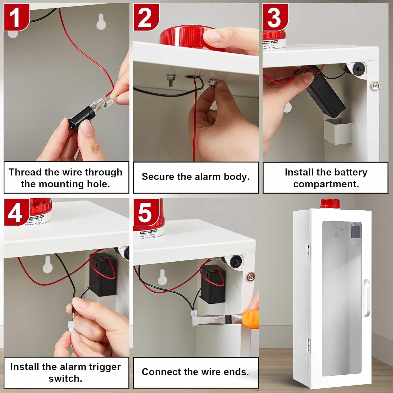 10Lb Fire Extinguisher Cabinet with Alarm & Safety Sign – Wall Mount Case