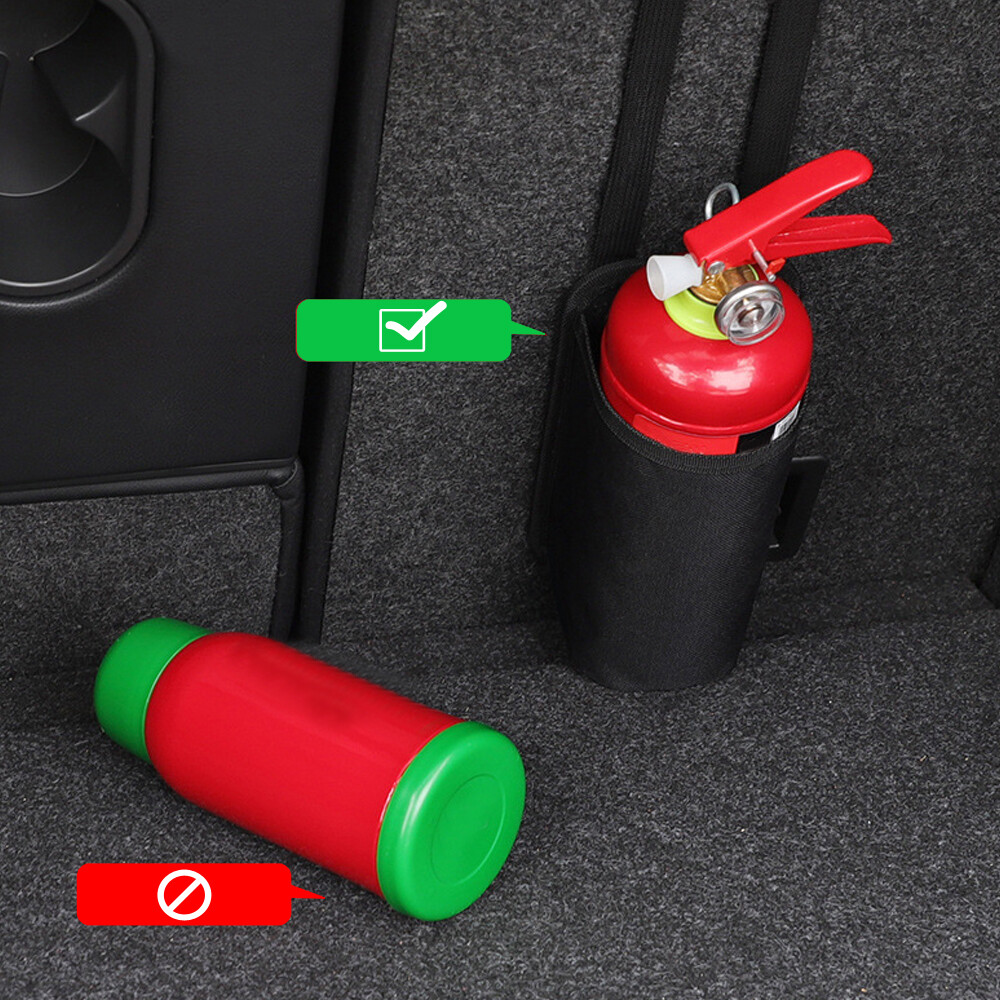 Car Fire Extinguisher Bag Seat Back Mount Adhesive Pad Fixing Buckle Strap