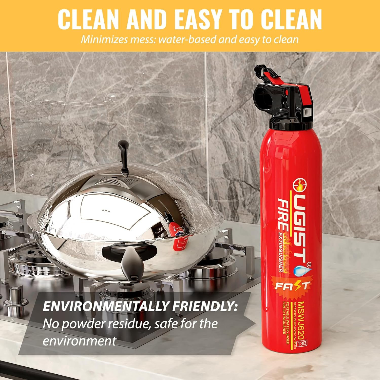 Ougist Small Portable Fire Extinguisher for Home and Car, 21Oz Each, 1-Pack, Wat