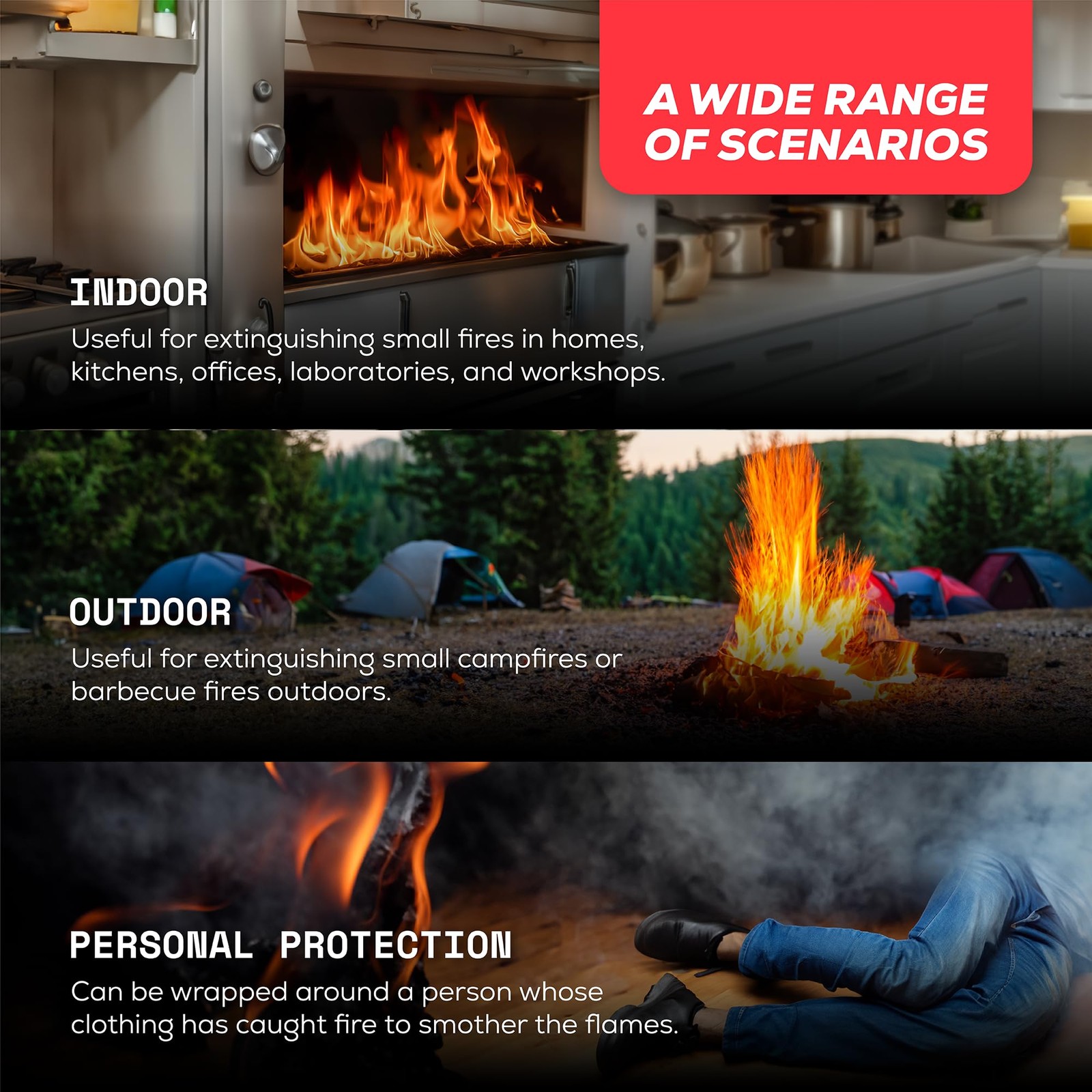 Fire Fix Emergency Fire Blanket for Home & Kitchen | 1-Pack + Mount | Fire
