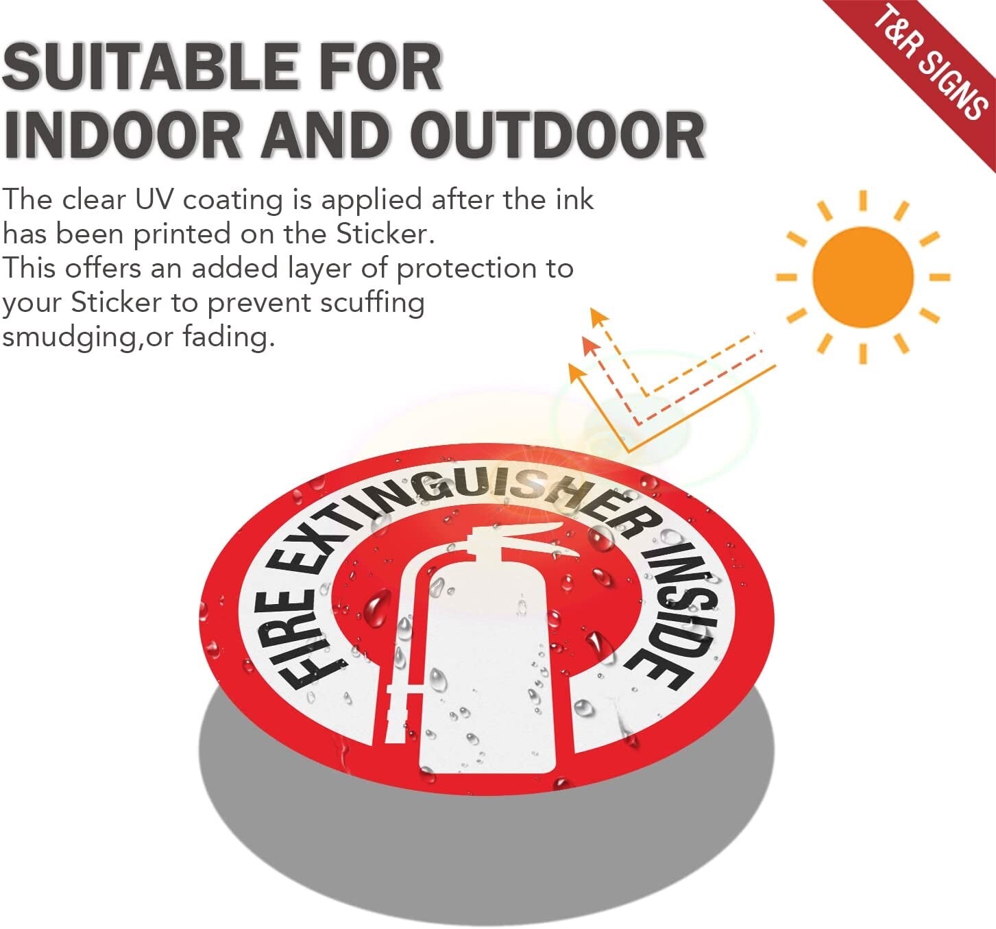 ✅🔥🧯Vinyl Fire Extinguisher Inside Sign Sticker 3″ Round Reflective Label UV