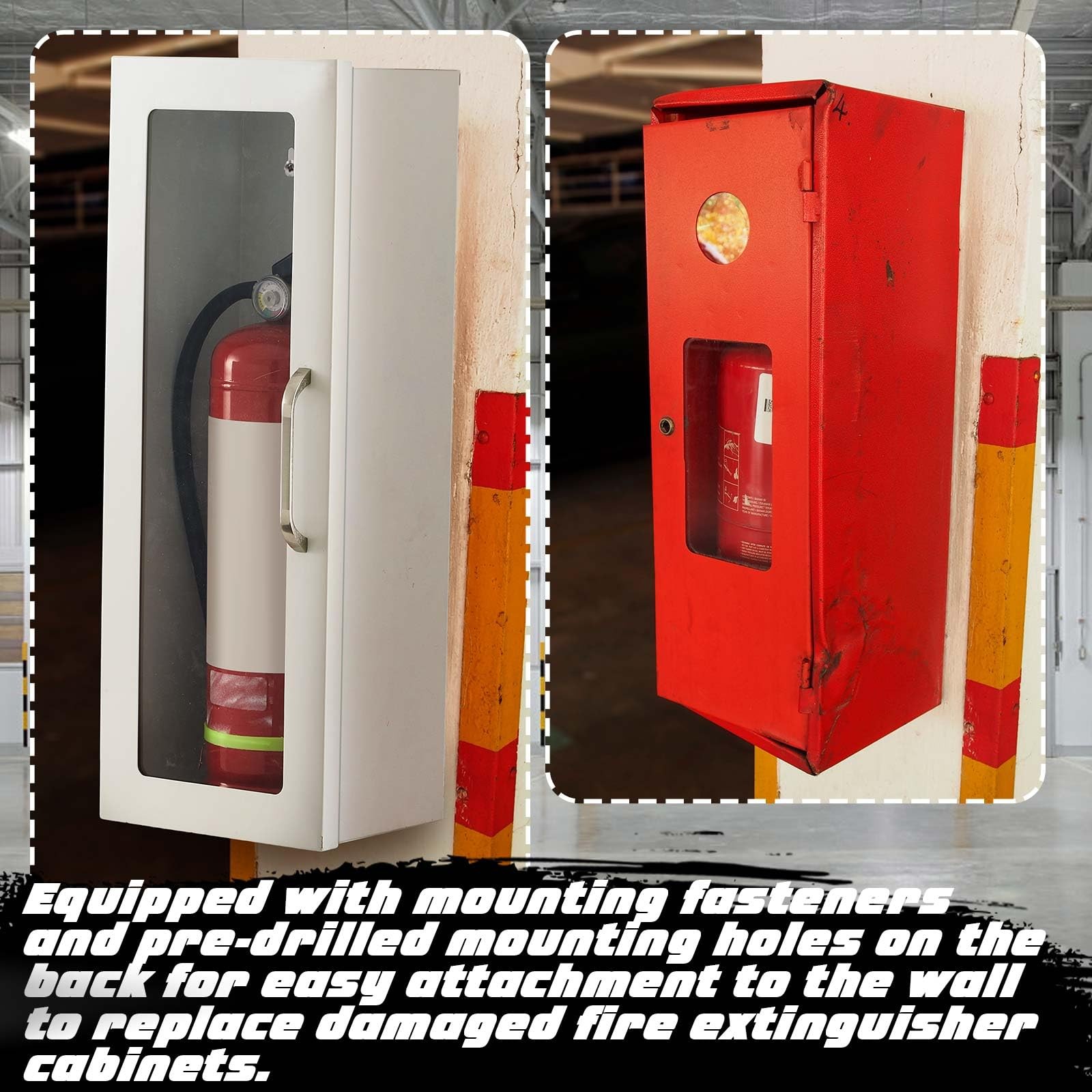 2 Pack Fire Extinguisher Cabinet – Wall Mount Steel Holder for Indoor/Outdoor