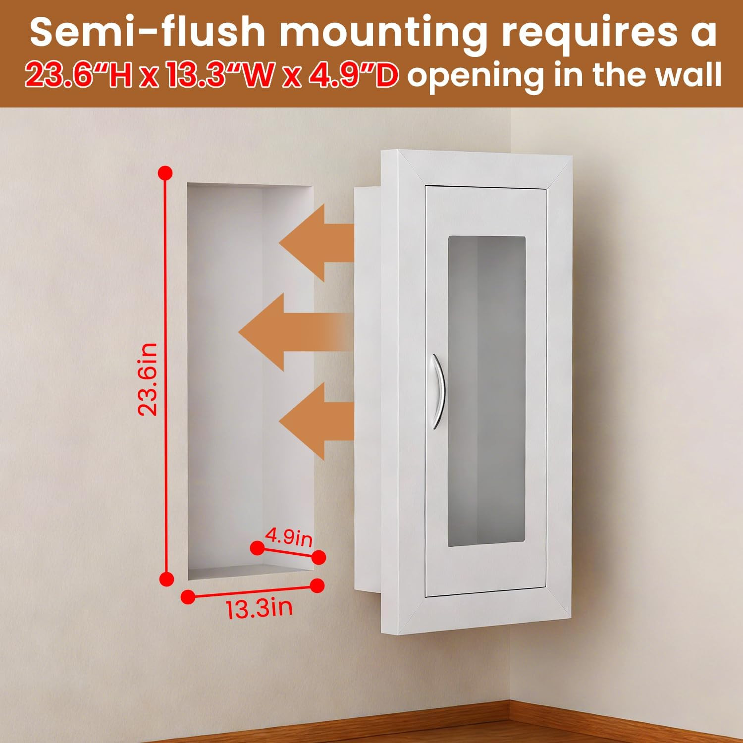 Recessed Fire Extinguisher Cabinet, Steel Fire Extinguishe Box with Acrylic Wind