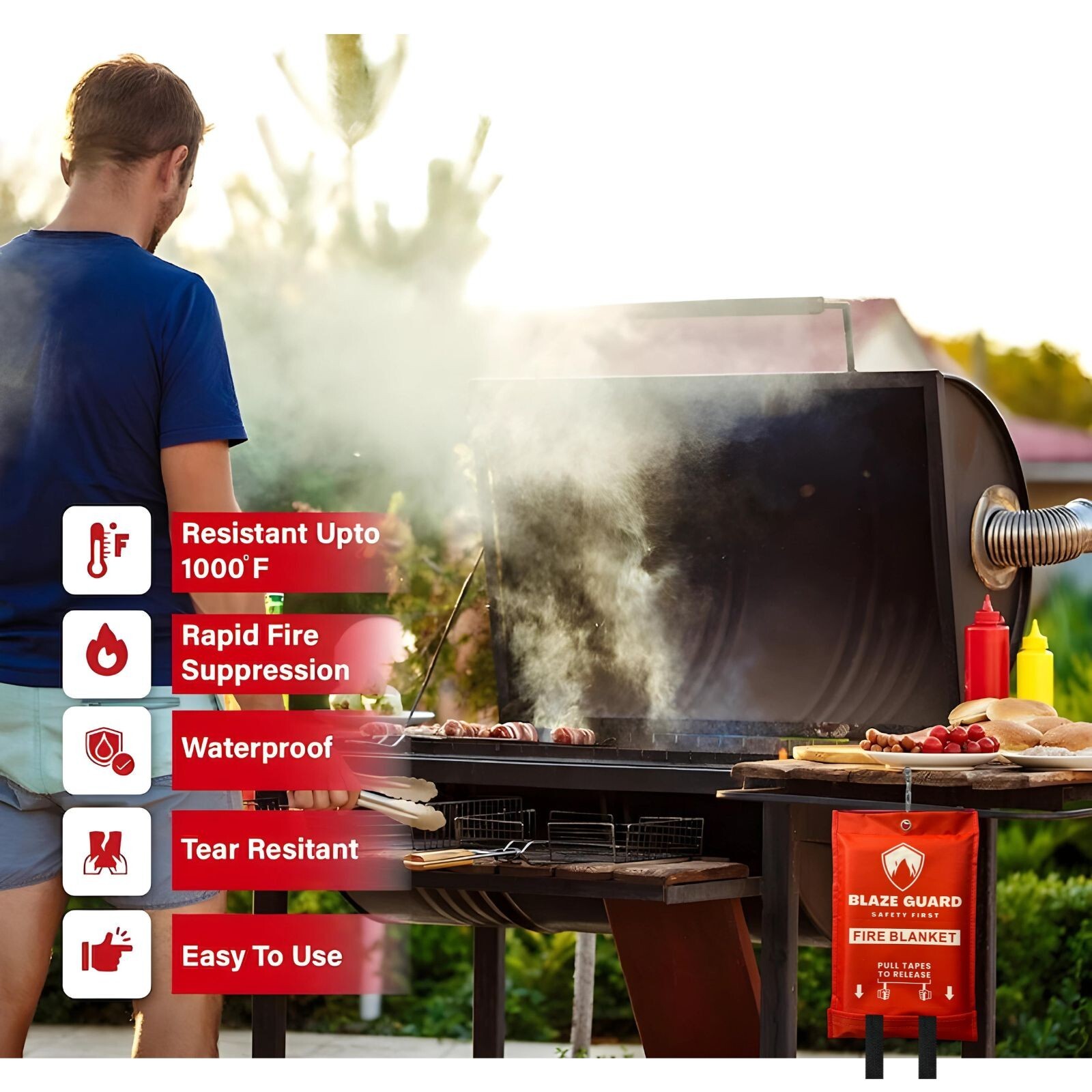 Fire Blanket 100% Fiberglass Blaze Guard Hero Home Prepared – Emergency Safety