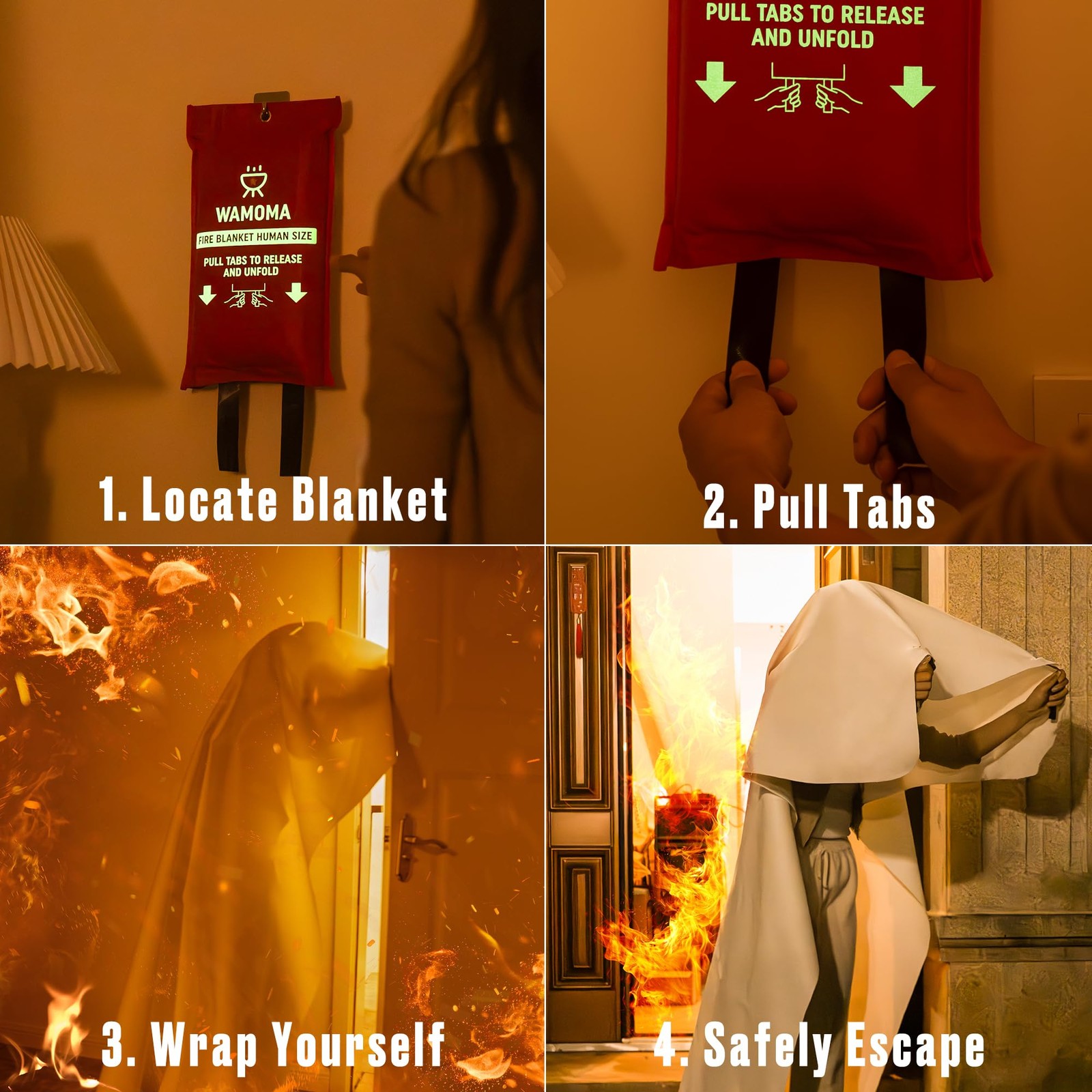 Human Size Fire Blanket – (47″ x 71″) Extra Large Fire Proof Blanket for Home…
