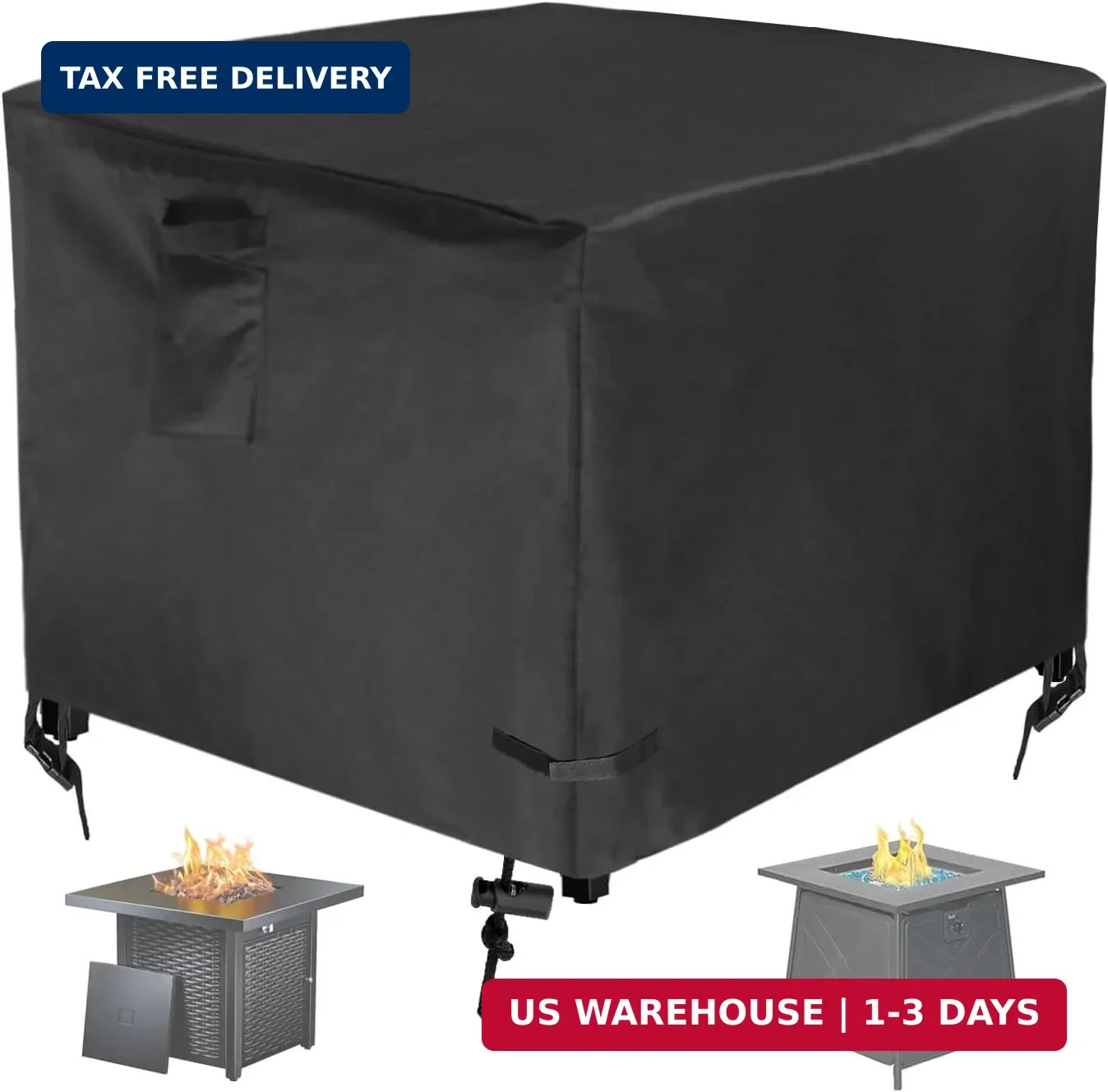 30 Inch Gas Fire Pit Cover for 28-30 Inch Square Fire Pit Tables, Heavy Duty 600