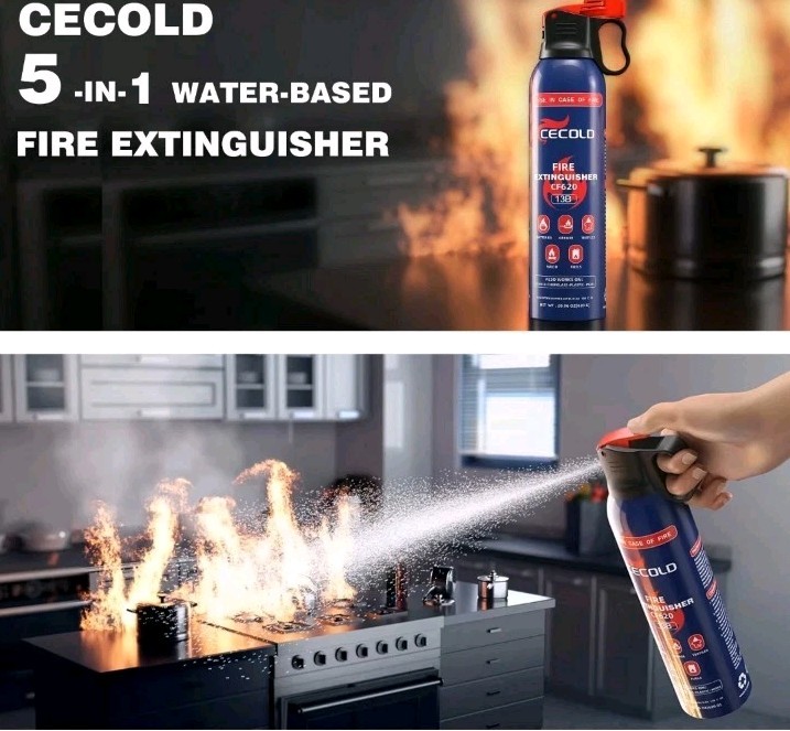 Home Fire Extinguisher, 5-in-1 Water-Base Mini Spray, Anti-Reignition Fire Ex