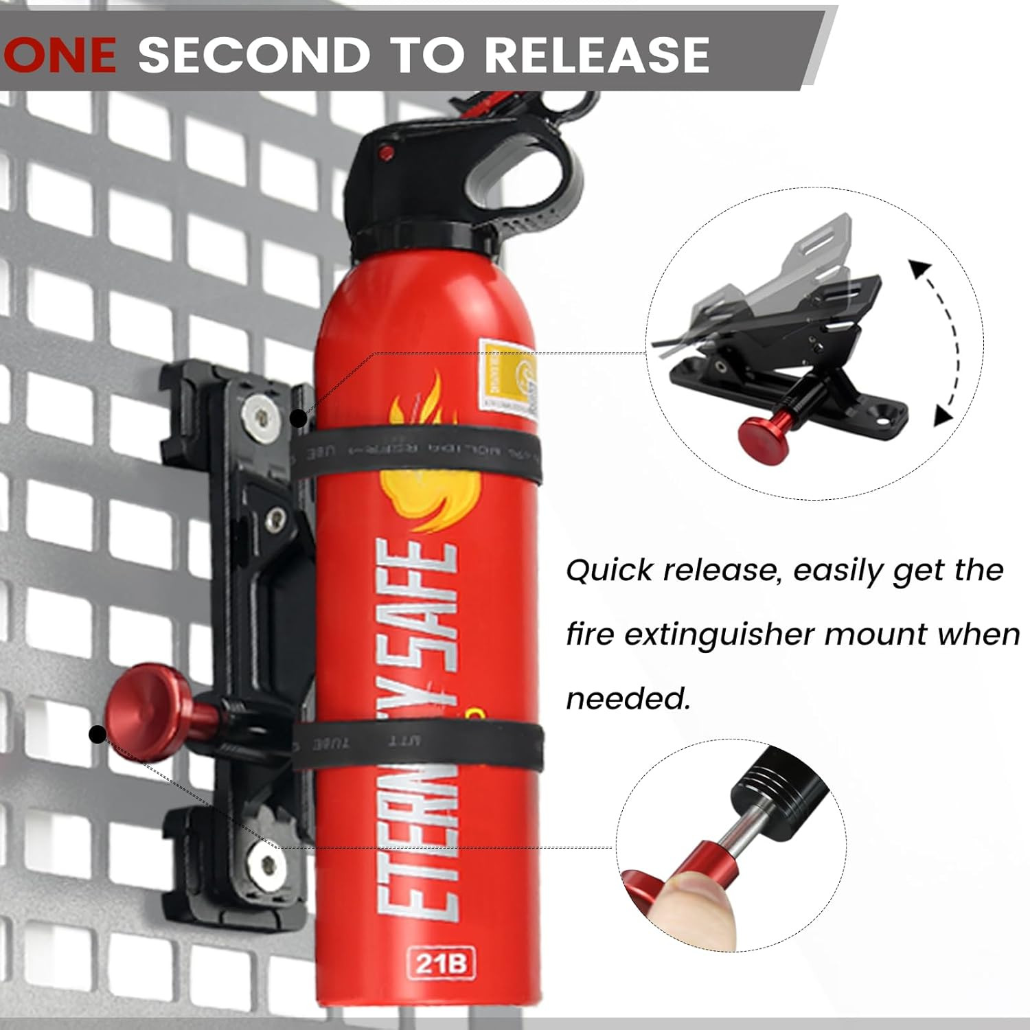 MOLLE Panel Fire Extinguisher Mount Kit-Aluminum Quick Release Car Fire Extingui