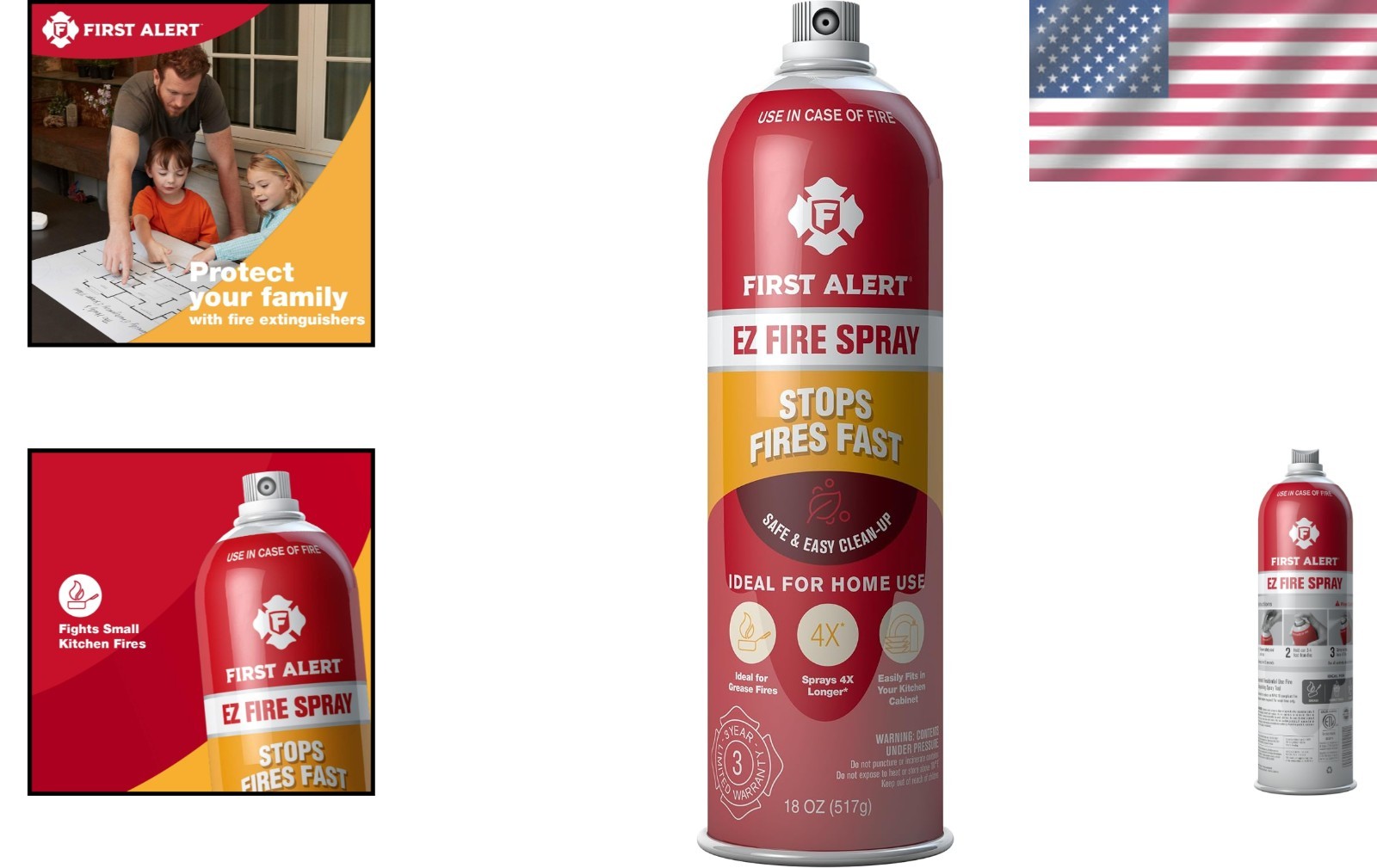 EZ Fire Spray 18oz – Portable Metal Fire Extinguisher for Kitchen, RV, and More