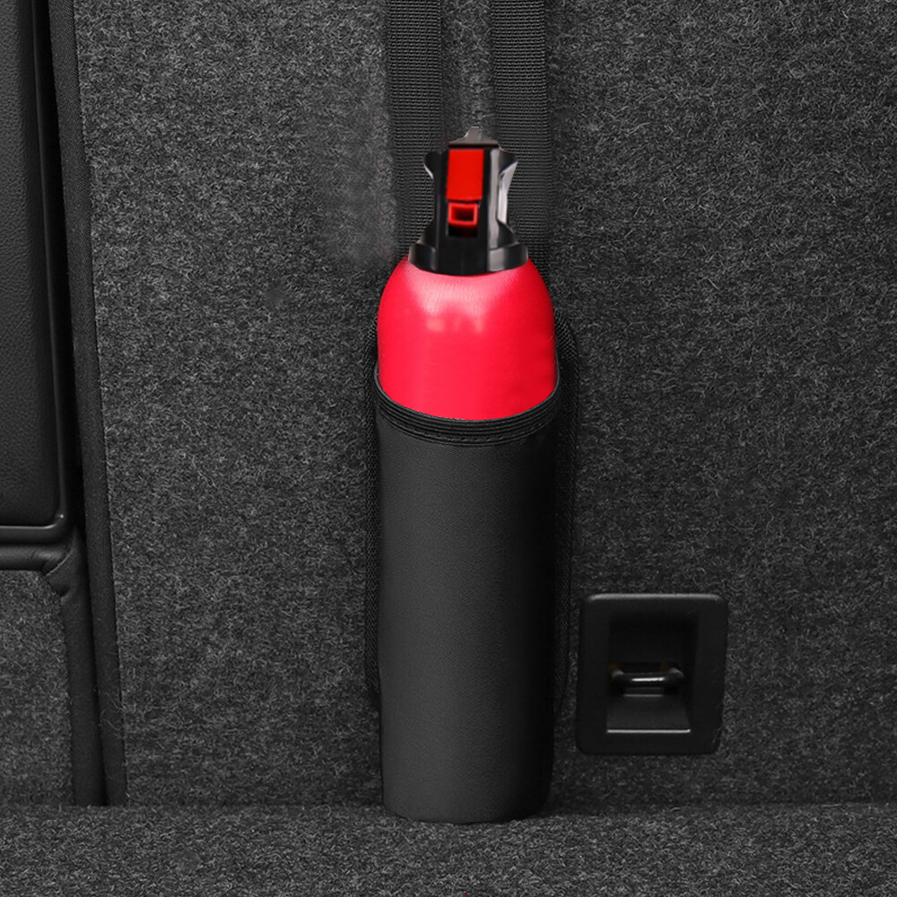 Car Fire Extinguisher Bag Seat Back Mount Adhesive Pad Fixing Buckle Strap