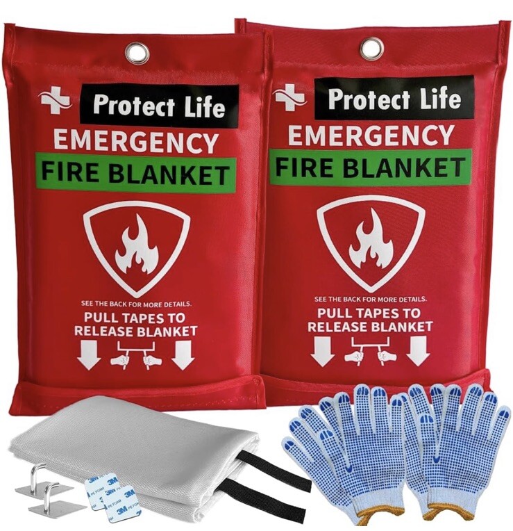 2 PACK PROTECT LIFE FIRE BLANKET, FIRE SUPPRESSION BLANKET FOR HOME FIRE RETARD